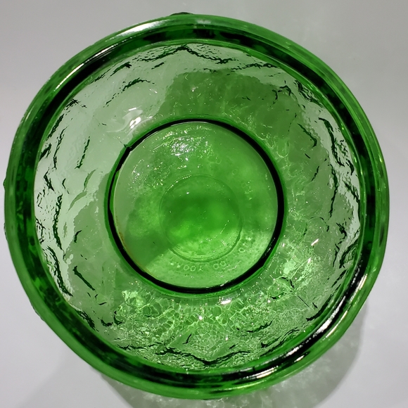 Vntg E.O. Brody Green Textured Glass Squat Vase made in Cleveland Ohio - Picture 8 of 14